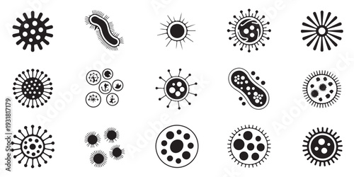 Vector Icons of Viruses and Bacteria: Microbes for Medical and Educational Content