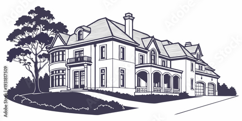 A grand, historic house with a large garden and mature trees