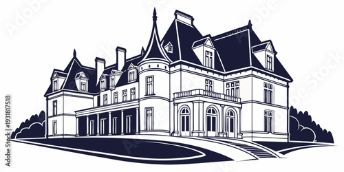 A grand, historic mansion with intricate architectural details and a sprawling estate