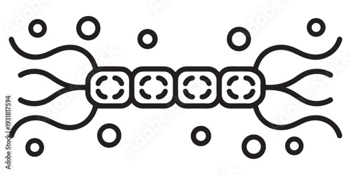 Stylized Neural Network or Cellular System. Thick Line Art Vector Illustration of Interconnected Biological Units.