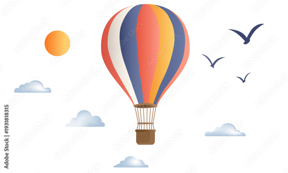 Naklejka premium Hot air balloon floating