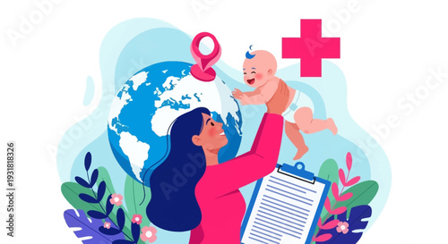 Global Maternal Child Health & Medical Planning Illustration