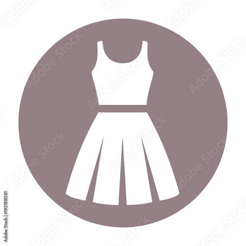 Elegant minimalist dress design featuring a sleeveless bodice with thin straps and a flared pleated skirt showcased against a soft gradient circular background for modern fashion illustrations