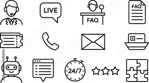 Set of 12 customer support icons vector