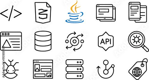Set of 12 web development icons vector