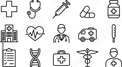 Set of 14 medical icons vector