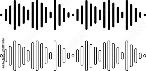 Sound wave patterns in black and white for audio visual projects
