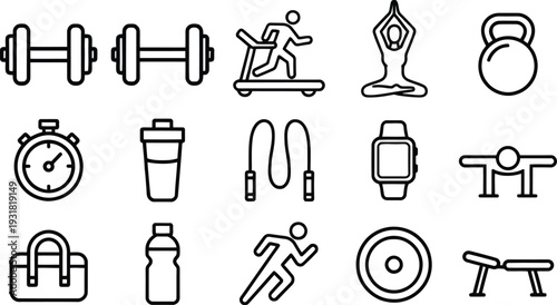 Set of 12 fitness icons vector