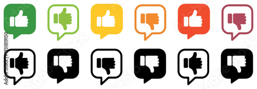 thumb rating feedback icon set