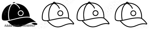 baseball cap sport hat icon set