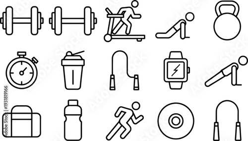 Set of 15 fitness icons vector