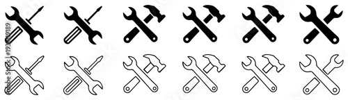repair service tool wrench screwdriver icon set