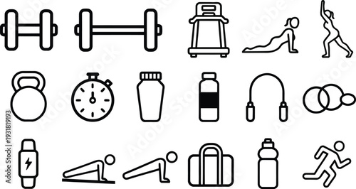 Set of 15 fitness icons vector