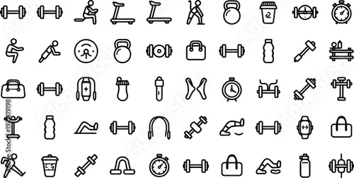 Set of 40 fitness icons vector