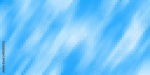 Pixelated abstract background in bright blue and white with diagonal streaks and a soft, airy feel for digital art