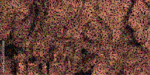 Richly textured abstract background featuring a dense pattern of warm-toned dots in reds, oranges, and purples against a dark background, evoking a sense of depth and organic material