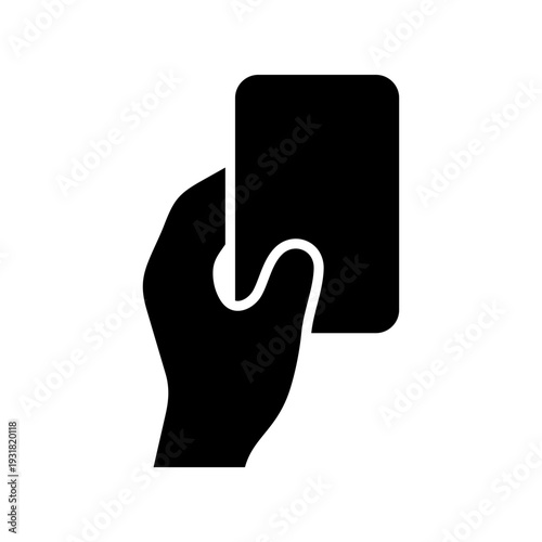 Card icon. Hand holding a card. Vector icon isolated on white background.