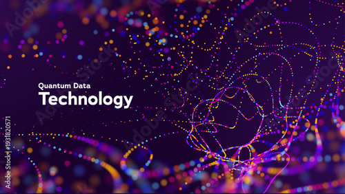 Neural Network Data Flow Background With Colorful Neon Dots And Lines On Dark Space. Big Data Analytics Background. Neural Networks Technology Concept. Vector Illustration.