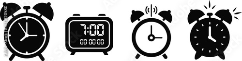 Four different types of alarm clocks