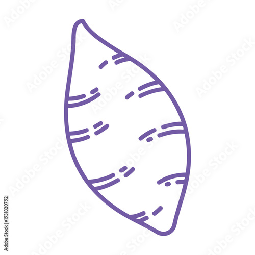 Isolated purple leaf illustration with intricate vein details and a minimalist design ideal for nature themed projects or botanical artwork