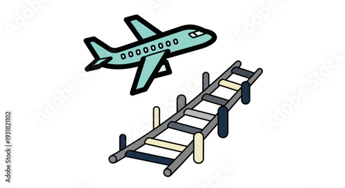 Airplane boarding stairway steps.