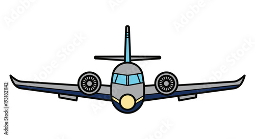 Airplane Front View Illustration.