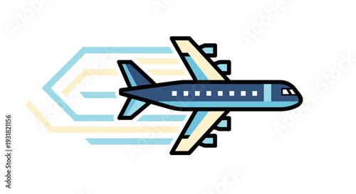 Airplane in Motion Flying.