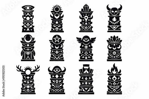 Pillar secret vector emblem flat icon post occult column image generation simple