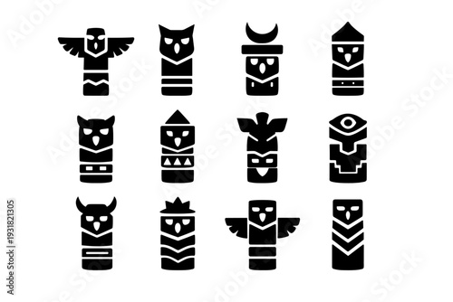 Totem pure generation pillar reduced image vector marker icon simple sign post