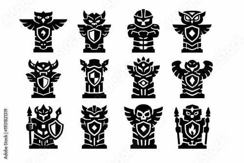 Totem simple protective marker secure symbol icon defense form vector guardian generation