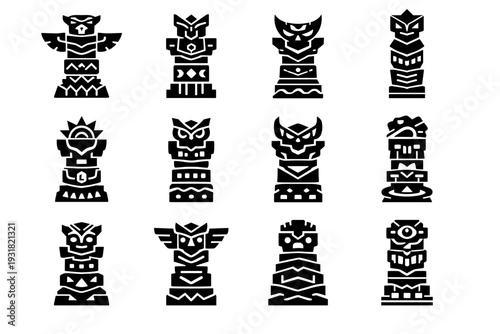 Ritual vector column glyph icon generation post totem composite image simple pillar