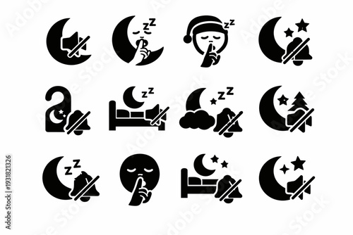 Simple icon hours rest vector silence nocturnal image mute moon hush generation