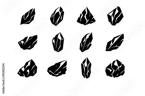 Black gemstone dark mark image generation jagged simple glass vector volcanic mineral