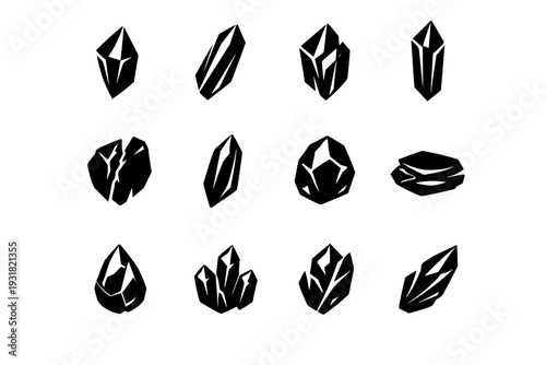 Stone icon vector smooth sign obsidian glyph glass mineral modern contemporary