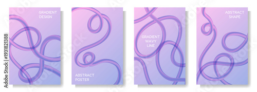A set of posters with abstract curved gradient lines