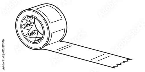 A roll of clear tape with a decorative pattern on the adhesive side.