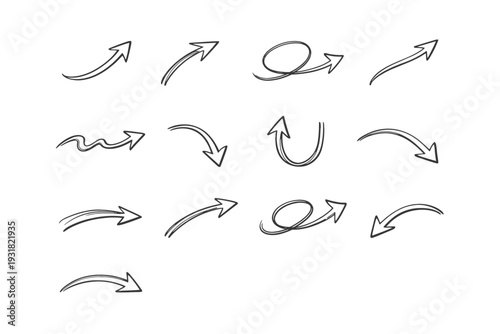 Drawn stroke hand pointer vector direction arrow indicator loose intuitive icon curve