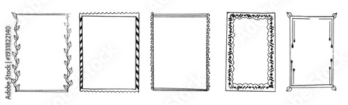Hand drawn decorative frame collection for wedding and invitation design.trendy decorative set.