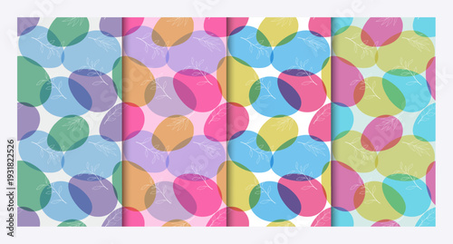 Easter Seamless Pattern with Multicolored Eggs and Contoured BranchesШаблон 4 паттерна