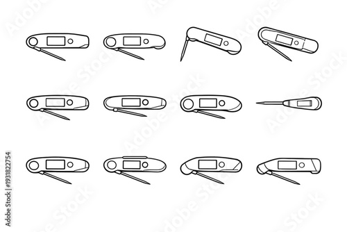 Design digital aesthetic food thermometer vector contemporary compact icon bulk reduced icons