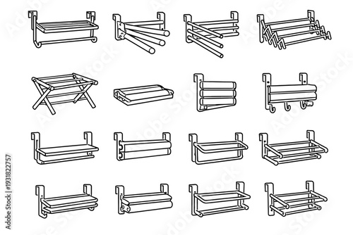 Solution bathroom geometry vector door proportions over compact rack towel drying icon