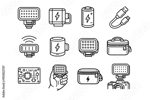 Balanced clip charging icon camera energy operation design vector structure modern geometry