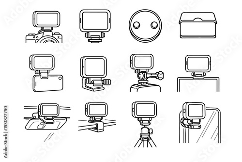 Mounting modern camera clean light placement vector quick icon plate alternative