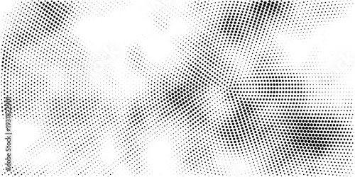 Halftone black and white vector of dots arranged in a circle. modern dot vector design