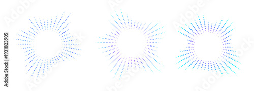 Three abstract starburst shapes radiate outwards transitioning in color from blue to purple and white high quality professional detailed modern elegant