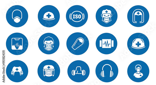 Comprehensive Healthcare Icons Depicting Medical Equipment And Staff.