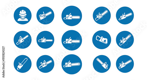 Fleet of Blue Helicopter Icons in Circular Badges for Aviation Theme.