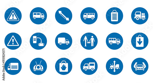 Safety Hazard Road Signs and Trucks Illustration.
