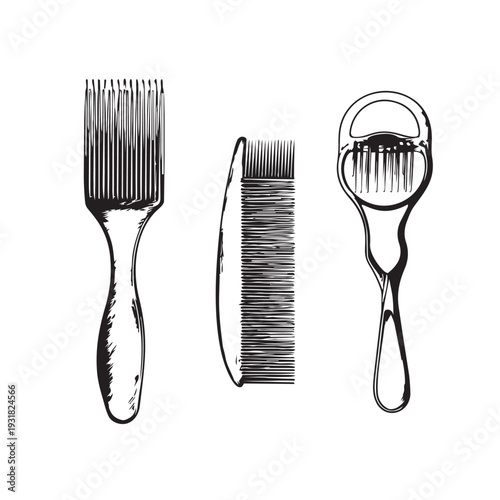 vector illustration of comb and scissors