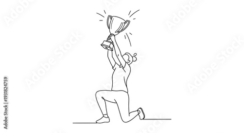 A minimalist line art illustration of a man proposing with a ring in a romantic gesture